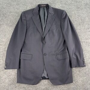 Trussini Suit Jacket 44 R Blue Wool Striped Designer Tabaldo Togna Luxury Italy